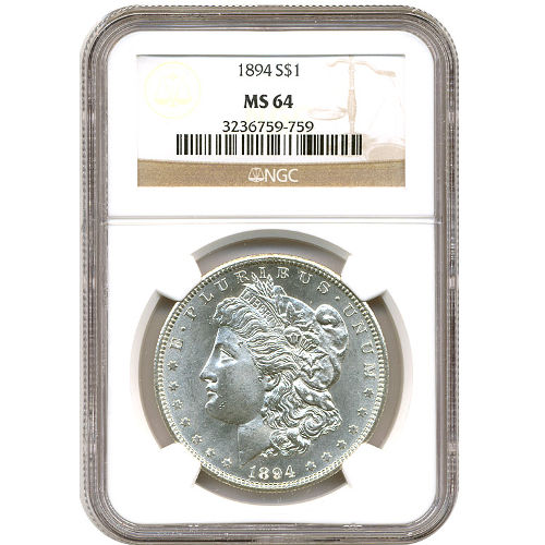 Morgan Silver Dollar Coin NGC MS64 (1878-1904) APR 57