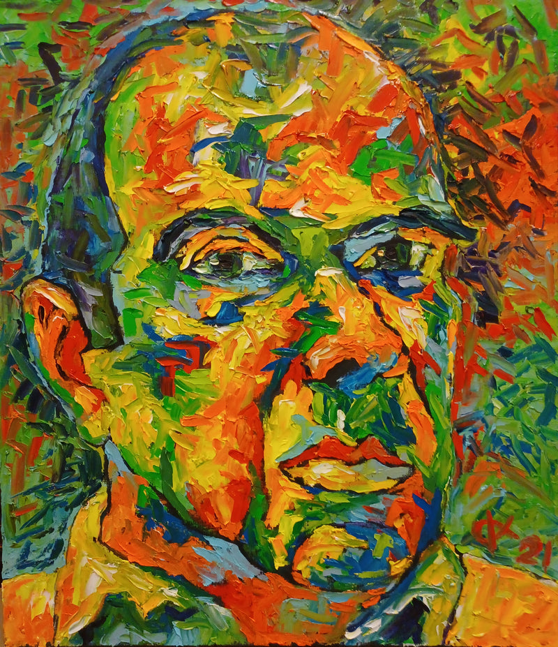 OLEG KUFAYEV "Portrait with Multicolored Background" Oil on Linen - $5K Appraisal Value! APR 57