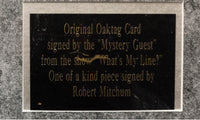 ROBERT MITCHUM "What's My Line?" Autographed Slate, C. 1957 COA- $15K APR!!@ APR 57