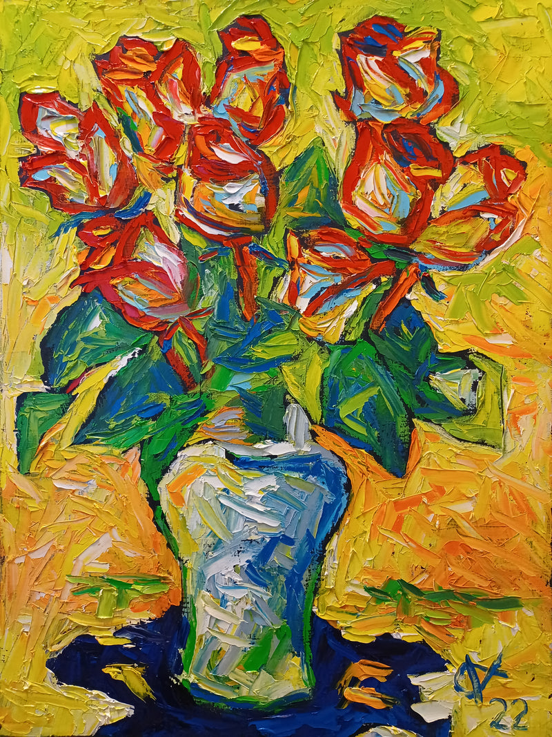 OLEG KUFAYEV "Roses 2" Oil on Linen - $6K Appraisal Value! APR 57