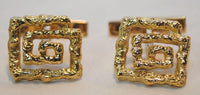 ILIAS LALAOUNIS  Vintage 1960s Textured Greek Key Cuff Links in 18K Yellow Gold - $10K VALUE APR 57