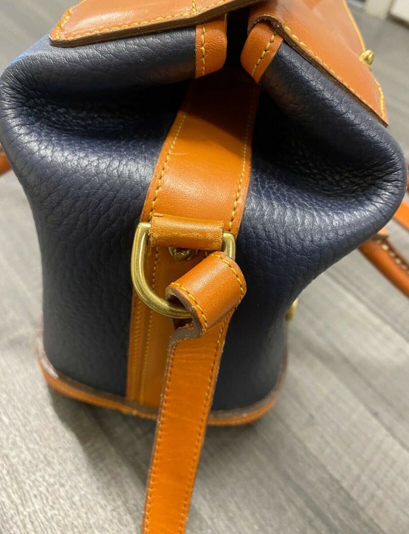 DOONEY & BOURKE Blue and Brown Pebble Leather Crossbody Satchel - $600 APR Value! ✓ APR 57