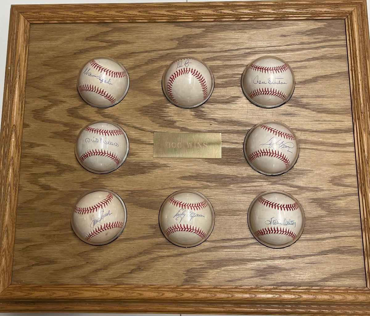 Framed Collection of Eight Signed Baseballs