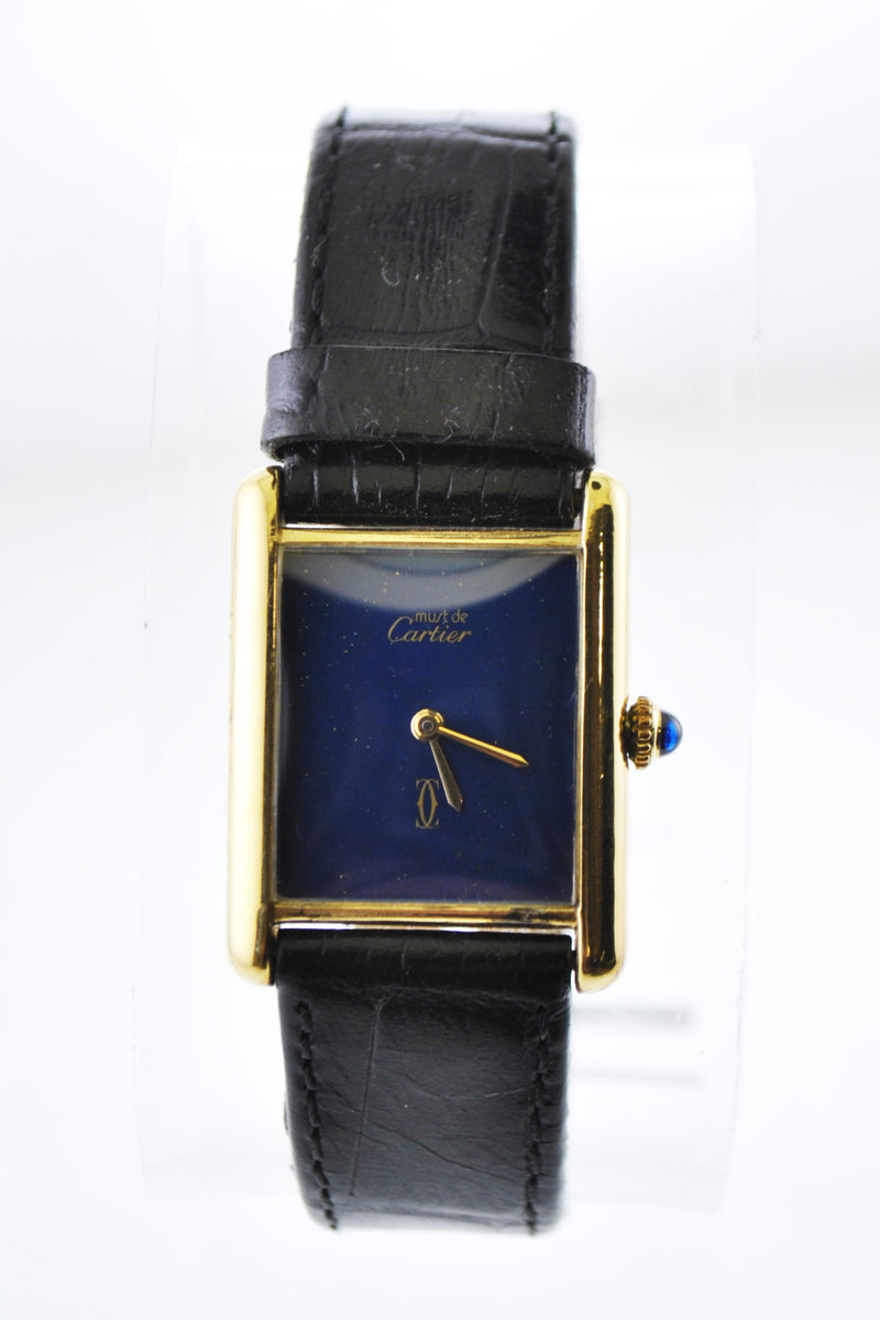 CARTIER Beautiful Vintage YG Rectangle Watch w/ Sapphire Dial - $5K APR w/CoA!!! APR 57