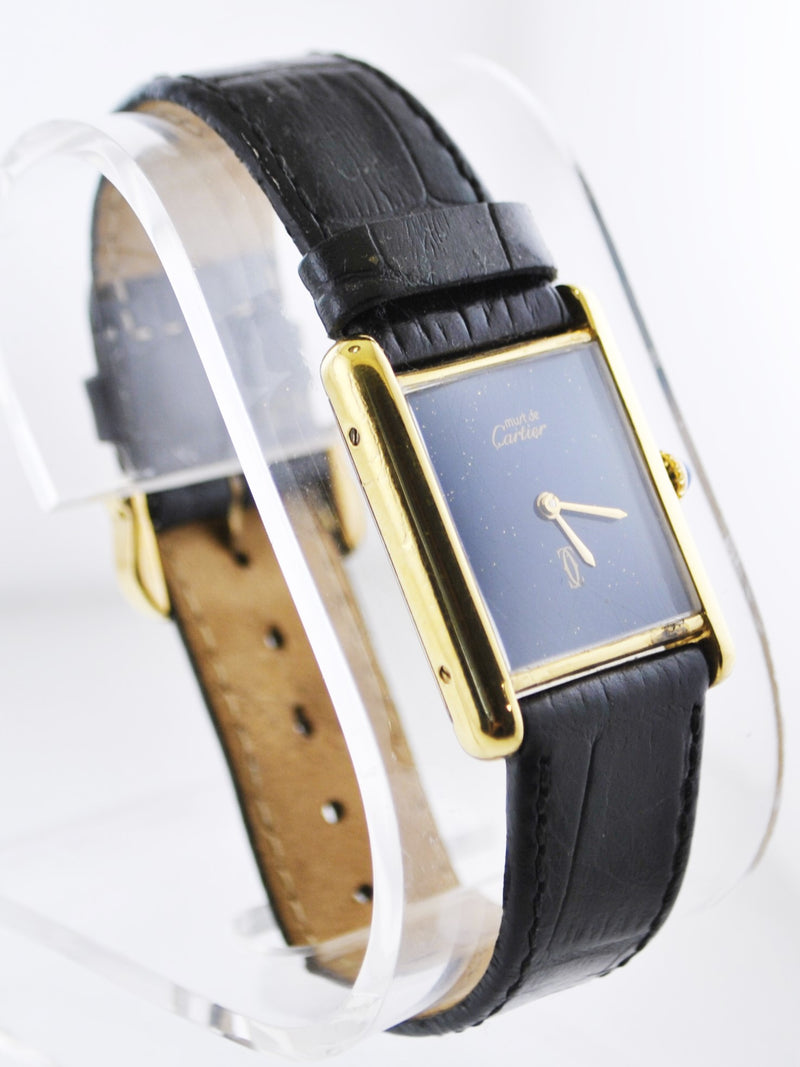 CARTIER Beautiful Vintage YG Rectangle Watch w/ Sapphire Dial - $5K APR w/CoA!!! APR 57