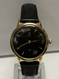 Omega Solid Gold Gem Vintage 1950's Watch w/Distinctive Black - $12K APR w/ COA! APR57