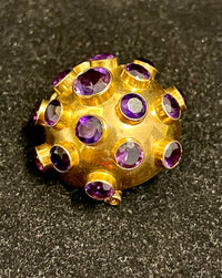 Exquisite 18K Rose Gold Pin with 20 Carats of Purple Sapphires - $10K APR w/ CoA APR57
