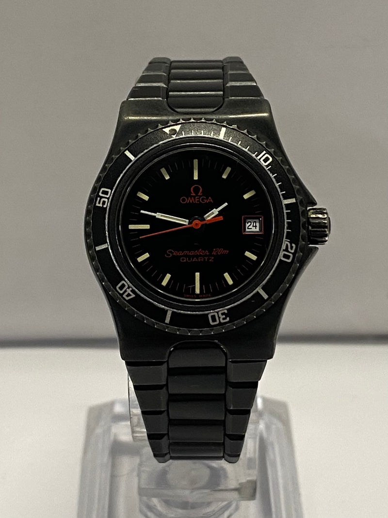 OMEGA Seamaster Vintage 1970s Black PBD Coated Rare Ladies Watch- $6K APR w/COA! APR57