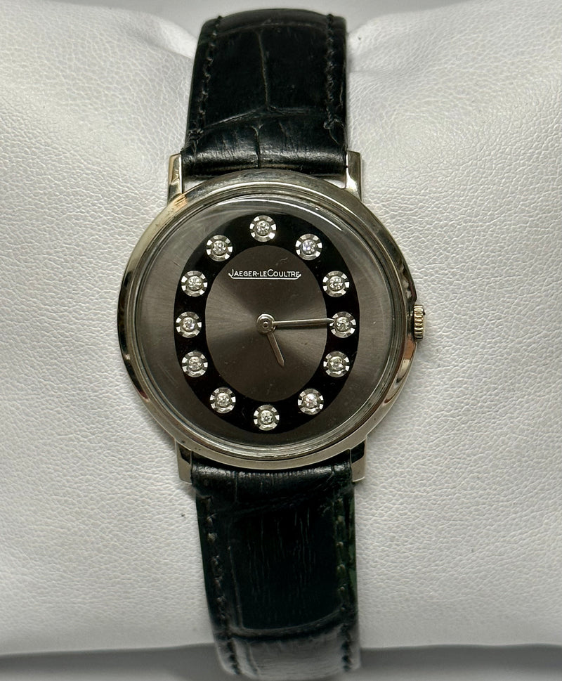 JAEGER LECOULTRE Customized Ultra Thin WG Vintage 1950s Watch w/ Rare 12 Diamond Dial - $20K Appraisal Value! ✓ APR 57