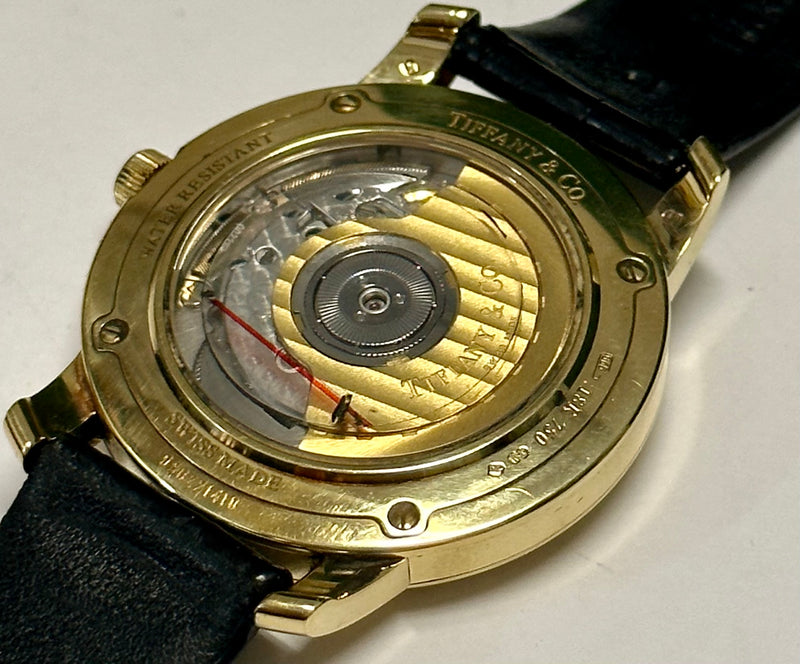 TIFFANY & CO. Vintage 1970's Automatic Skeleton 18K Yellow Gold Watch w/ Date - $20K Appraisal Value! ✓ APR 57