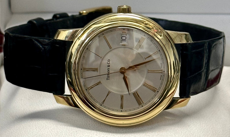 TIFFANY & CO. Vintage 1970's Automatic Skeleton 18K Yellow Gold Watch w/ Date - $20K Appraisal Value! ✓ APR 57