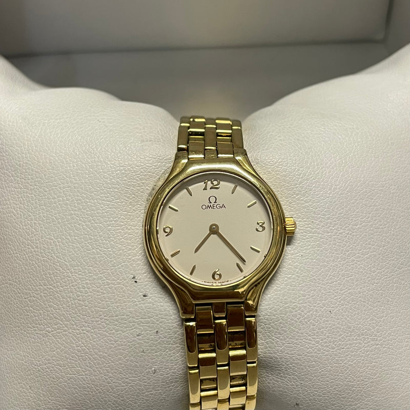 OMEGA 18K YG Ladies W/ Off White Dial & Gold Numbers/Markers - $26K APR w/ COA!! APR57