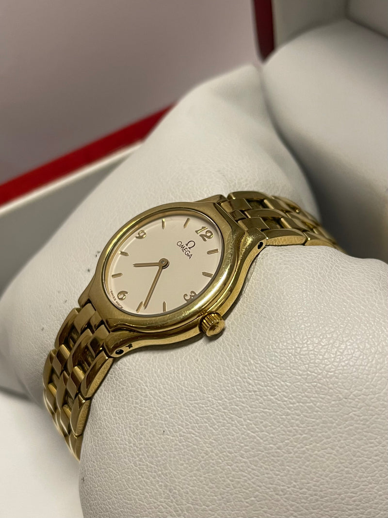 OMEGA 18K YG Ladies W/ Off White Dial & Gold Numbers/Markers - $26K APR w/ COA!! APR57