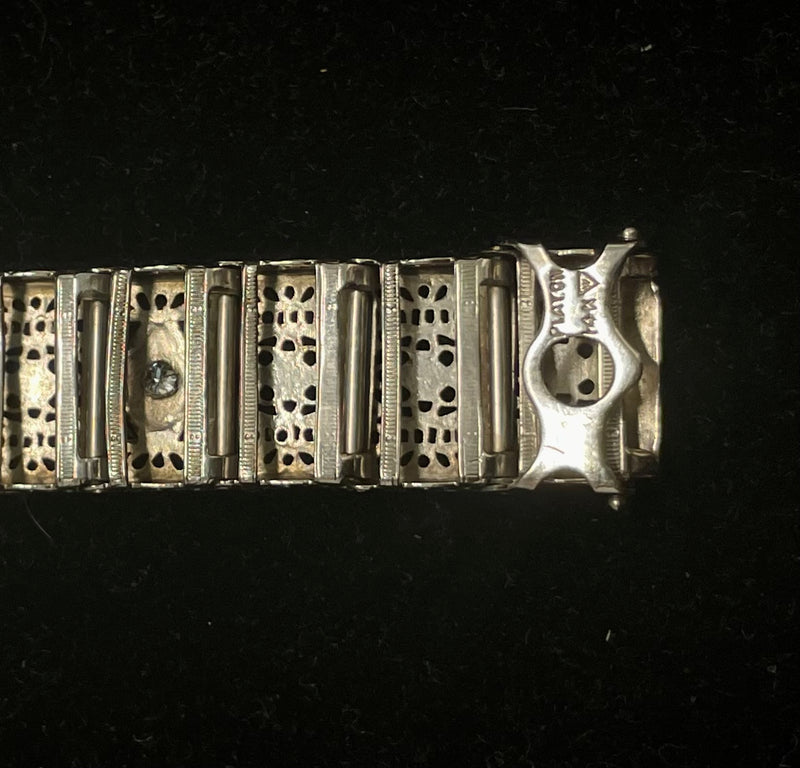 1920's Filigree Platinum w/ Diamonds & Sapphire Blue Bracelets- $20K APR w/ CoA! APR57