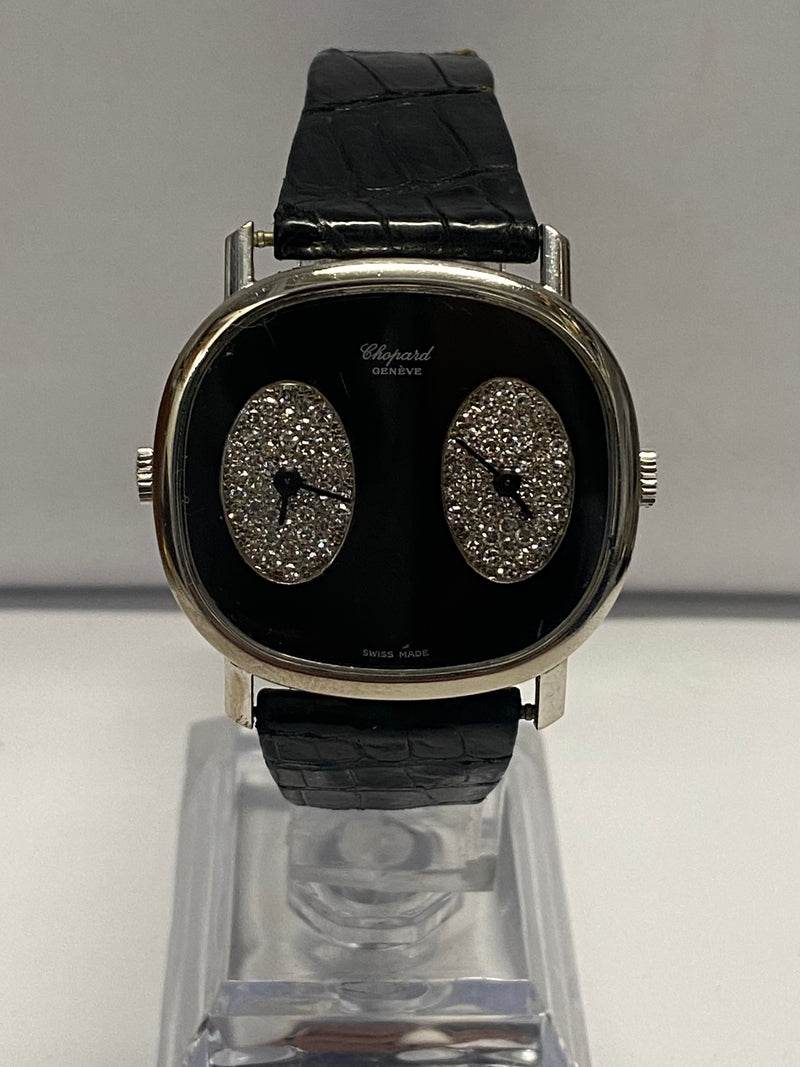 CHOPARD Dual Time 18K White Gold Rare Timepiece with Diamonds - $40K APR w/ COA! APR57