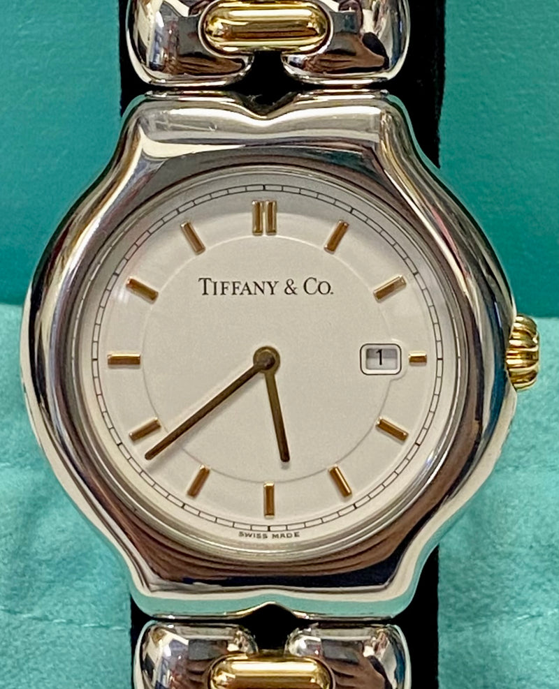 TIFFANY & CO. Tesoro Two-tone 18KYG/SS Round #M0112 Wristwatch w/ White Face - $15K VALUE APR 57