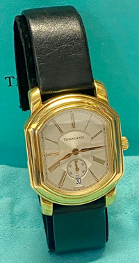 TIFFANY & CO. Rare Cushion-shaped 18K Yellow Gold Wristwatch w/ Sub-dial & Date - $20K VALUE APR 57