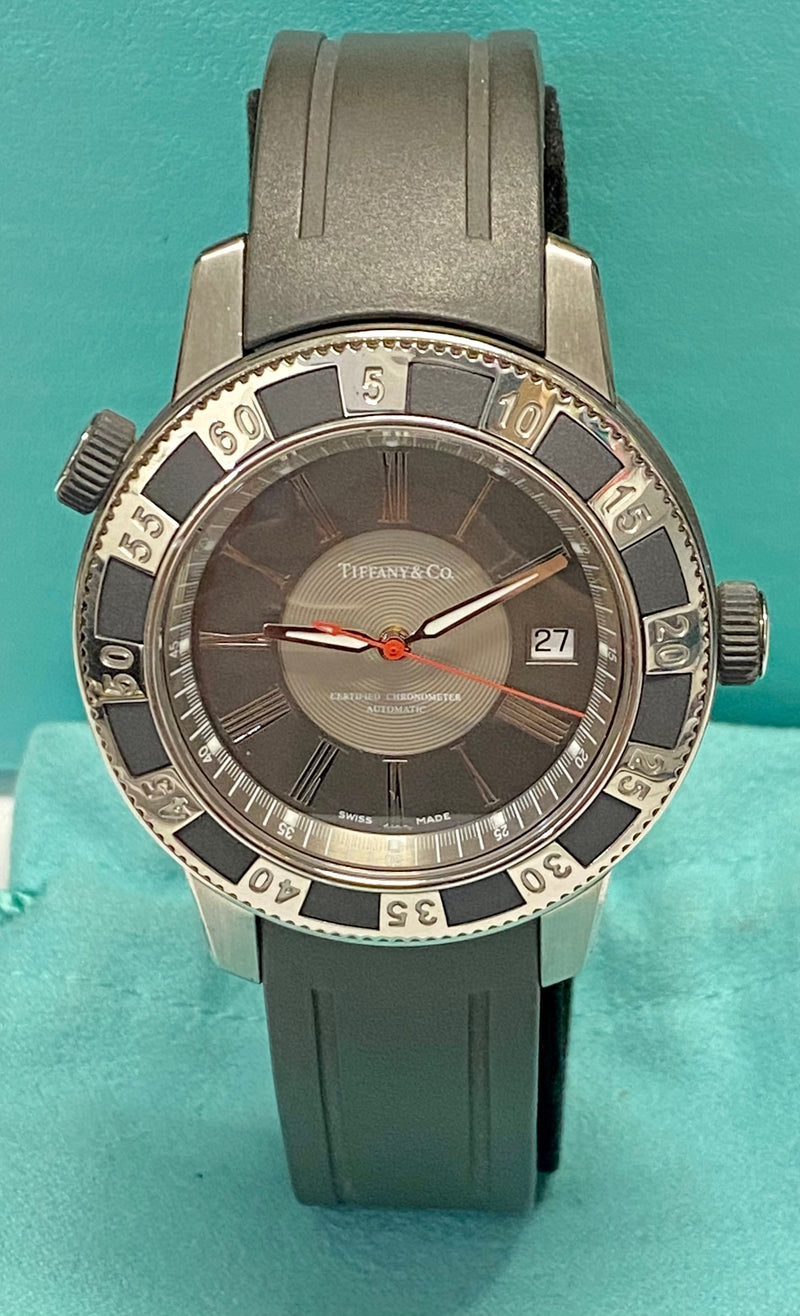 TIFFANY & CO. Deep Diving Chronometer Automatic Men's Watch w/ Exhibition Back - $8K Appraisal Value! ✓ APR 57