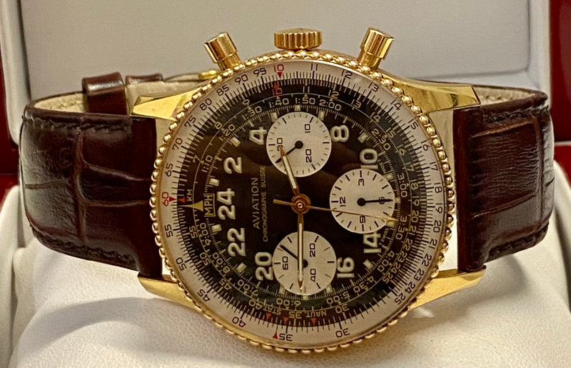 Aviation Navitimer Breitling Style CHRONOGRAPHE SUISSE Watch Limited Edition #36/205 in 18K Yellow Gold - $30K Appraisal Value! ✓ APR57