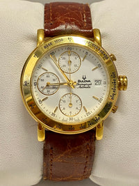 BULOVA Vintage 1980's Collectible Automatic Gemini Valjoux Chronograph in 18K Yellow Gold - $20K Appraisal Value! ✓ APR57