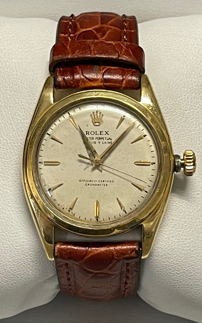 ROLEX Vintage C. 1950 Oyster Perpetual 18K Yellow Gold Watch, Ref #6098 - $60K Appraisal Value! ✓ APR 57