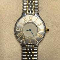 CARTIER Must De Cartier Beautiful SS & Solid Gold Ladies Watch - $8K APR w/ COA! APR57