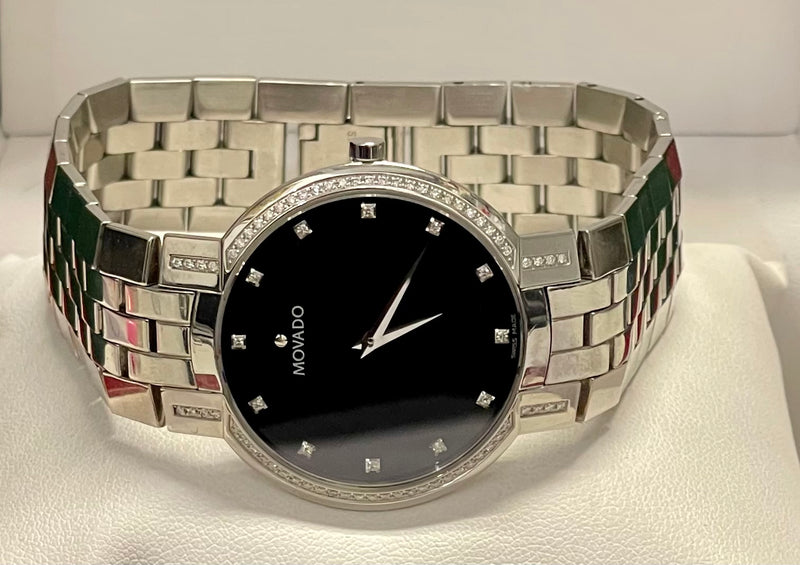 MOVADO Stainless Steel W/ Diamonds Quartz Men's Wristwatch - $10K APR w/ COA!!!! APR57
