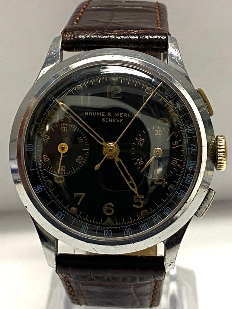 Baume & Mercier SS Circa 1940's Chronograph Unique Men's Watch- $15K APR w/ COA! APR57