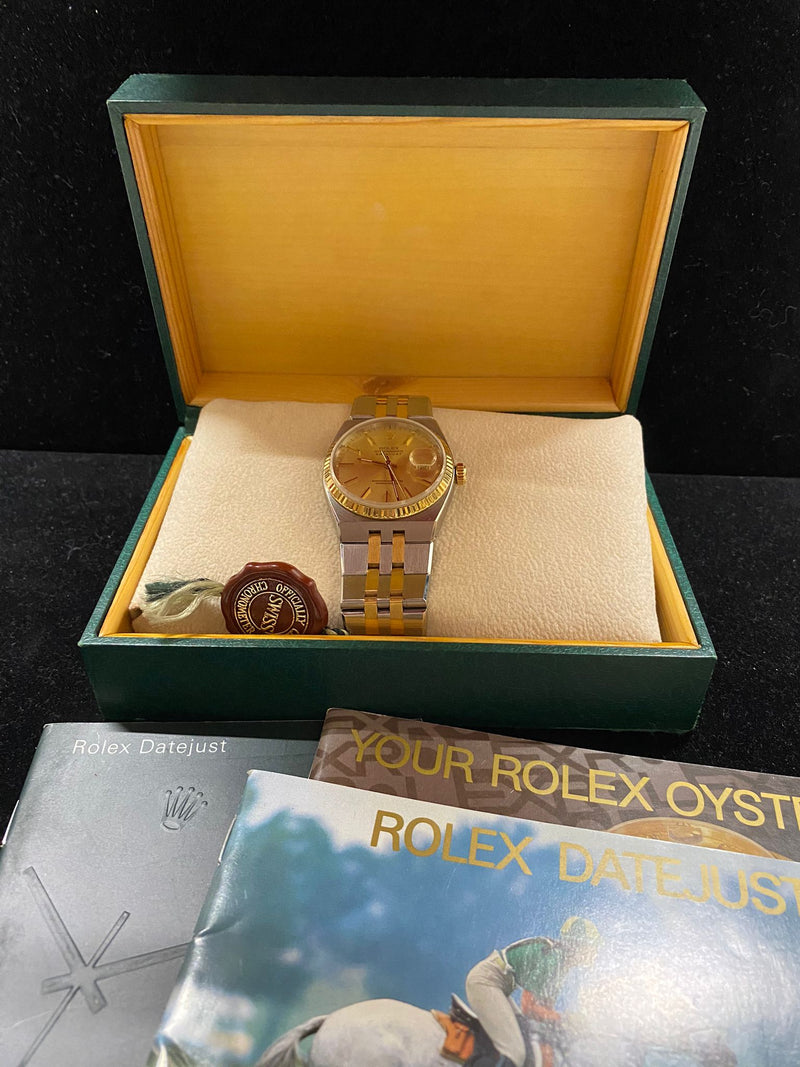 Rolex Oyster Quartz DateJust SS 18K YG Spectacular Gold Dial - $20K APR w/ COA!! APR57