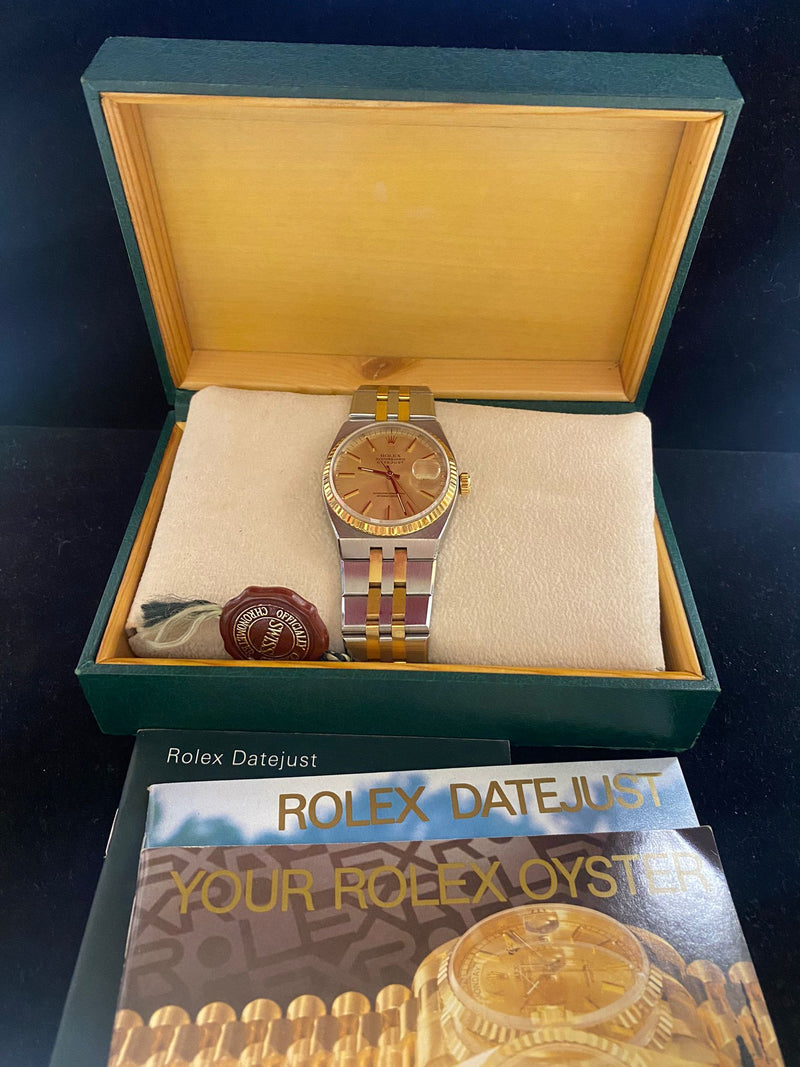 Rolex Oyster Quartz DateJust SS 18K YG Spectacular Gold Dial - $20K APR w/ COA!! APR57