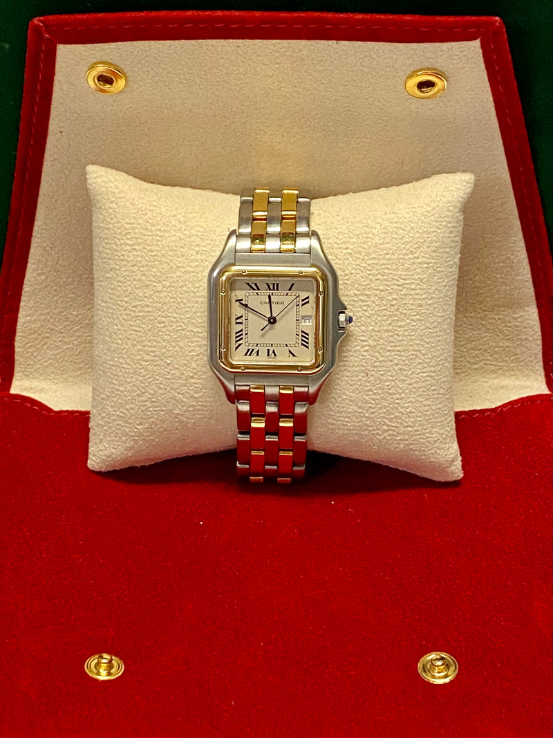 CARTIER Jumbo Panthere #187957 Two-Tone Square Wristwatch Quartz in Yellow Gold and Stainless Steel - $10K VALUE APR 57