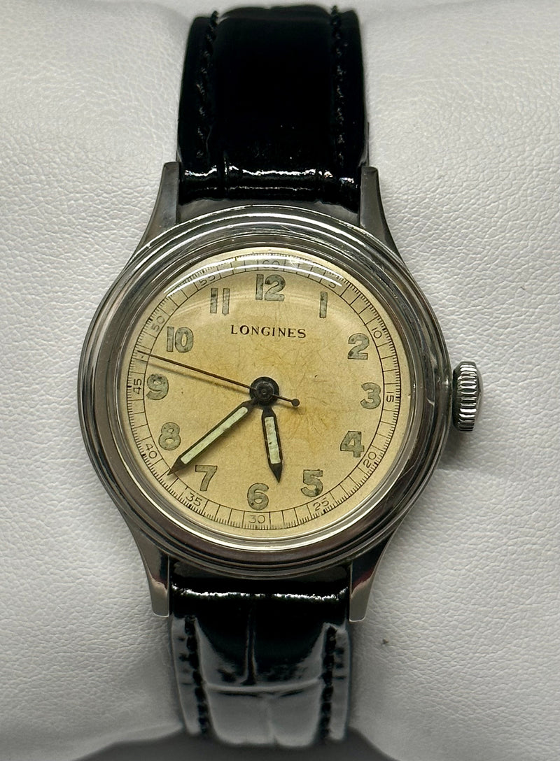 Longines Mens Military Style Watch Vintage OffWhite Dial Rare $13K APR& COA!!!!! APR 57