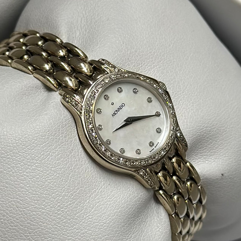 MOVADO 14K White Gold Ladies Wristwatch w/ MOP Dial & approx. 50 Diamonds - $15K APR Value w/ CoA! APR 57