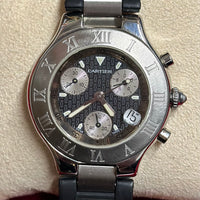 CARTIER 21 Chronoscaph #2424 Stainless Steel Rare Men's Watch - $10K APR w/ COA! APR57