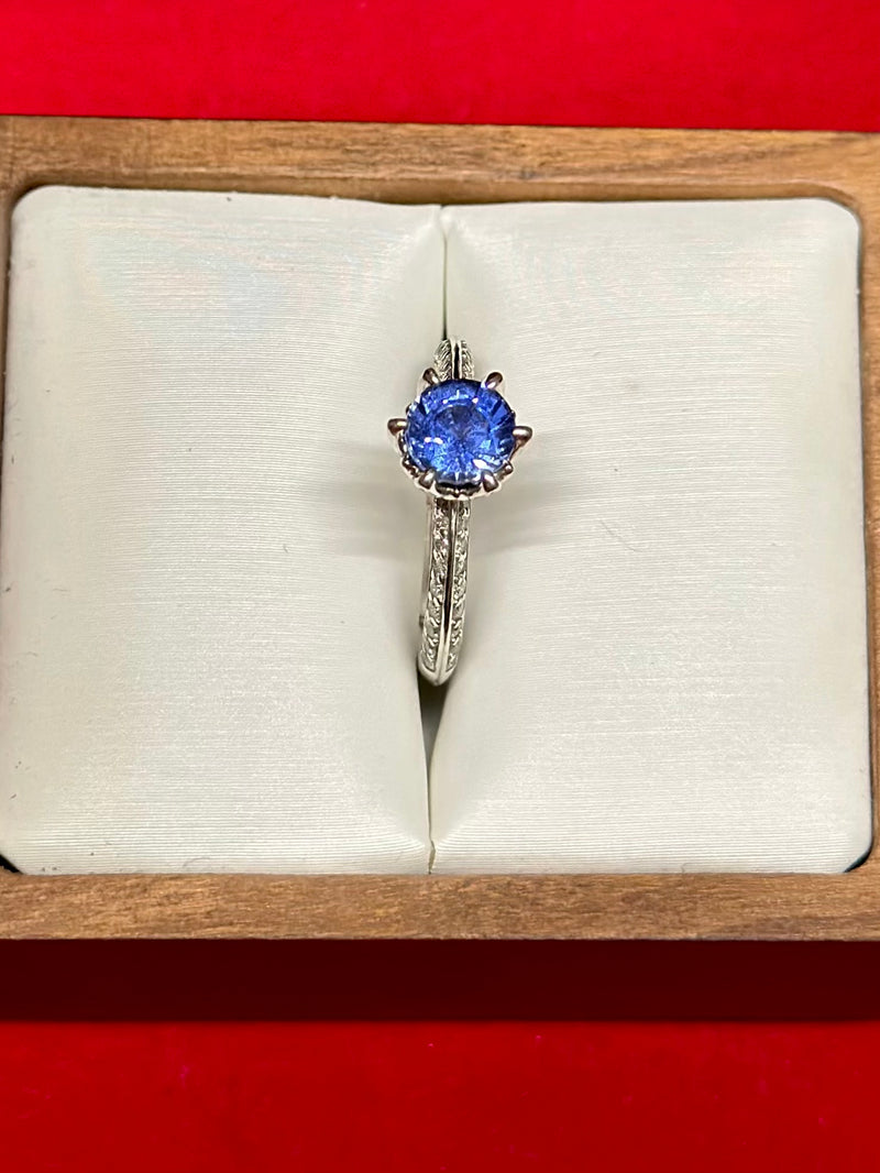 BRILLIANT EARTH BEAUTIFUL 18K WG Custom Sapphire Diamond Ring -$8K APR w/ CoA! APR57