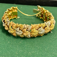 1960s Stunning Leaf Motif Link Bracelet in 18K Tri-Color Gold - $30K VALUE APR57