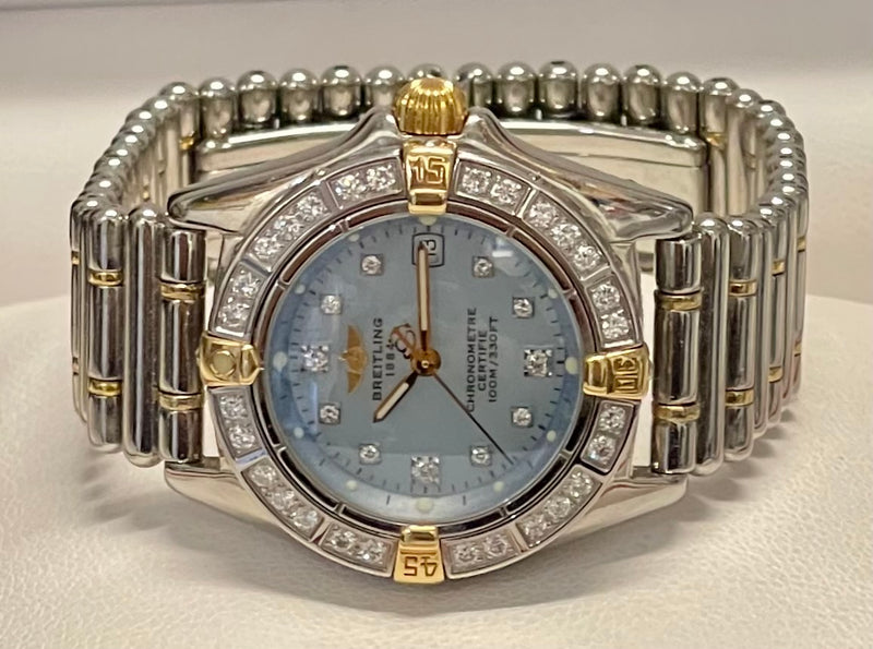 BREITLING Callistino Two-Tone 18K Yellow Gold & Stainless Steel Ladies Watch w/ 39 Diamonds! - $13K Appraisal Value! ✓ APR57
