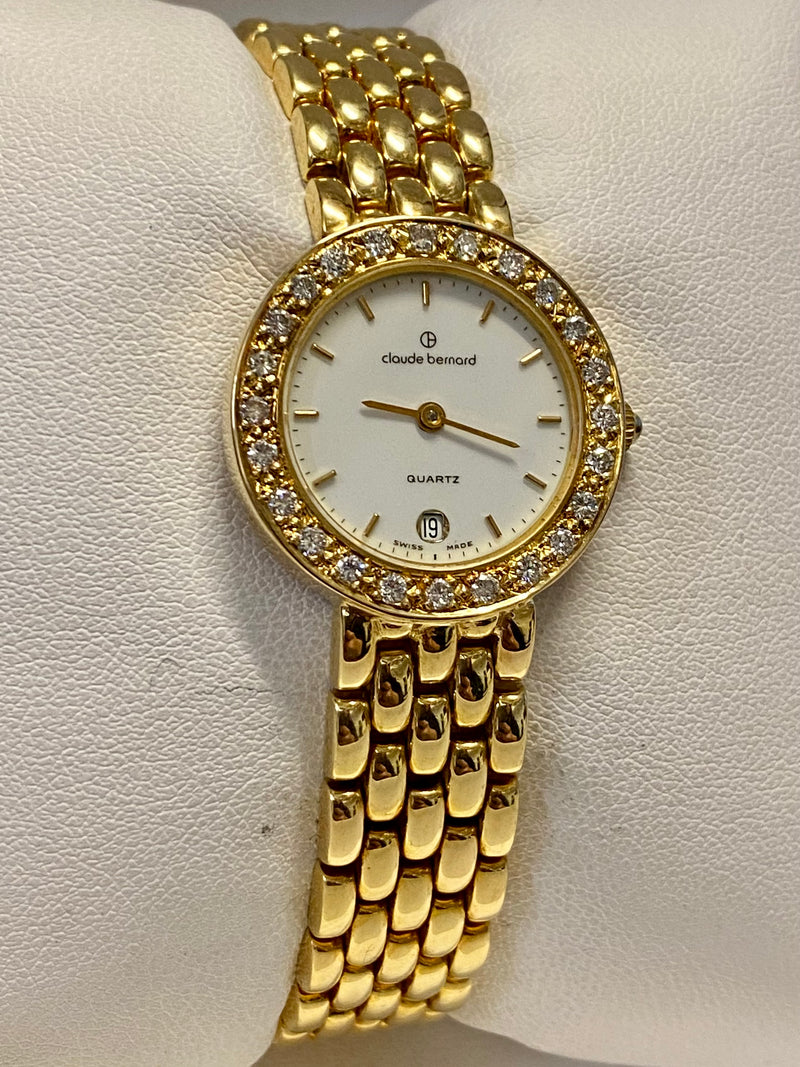 CLAUDE BERNARD 18K Yellow Gold W/ 25 Diamonds Bezel Wristwatch- $30K APR w/ COA! APR57