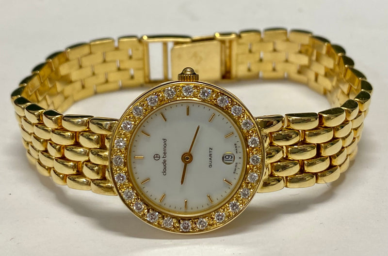 CLAUDE BERNARD 18K Yellow Gold W/ 25 Diamonds Bezel Wristwatch- $30K APR w/ COA! APR57