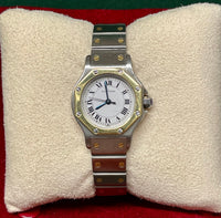 CARTIER Santos Two-Tone YG/SS Octagonal Automatic Unique Watch- $16K APR w/ COA! APR57