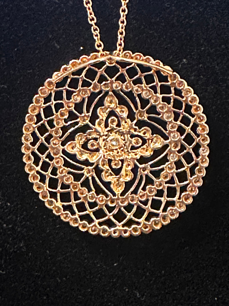 Cartier Style 14K Rose Gold Exquisite Diamond Pendant Necklace - $20K APR w/ CoA APR57
