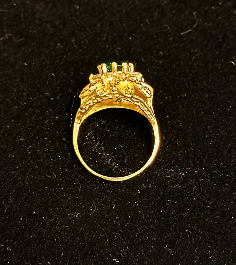 VanCleef & Arpels Style Ring w/Faux Diamonds & Emerald-Style Stone-$4K APR w/CoA APR57