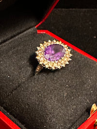 1920s Style Amethyst & Diamond Estate Ring in 18K White Gold - $20K APR w/ CoA!! APR57