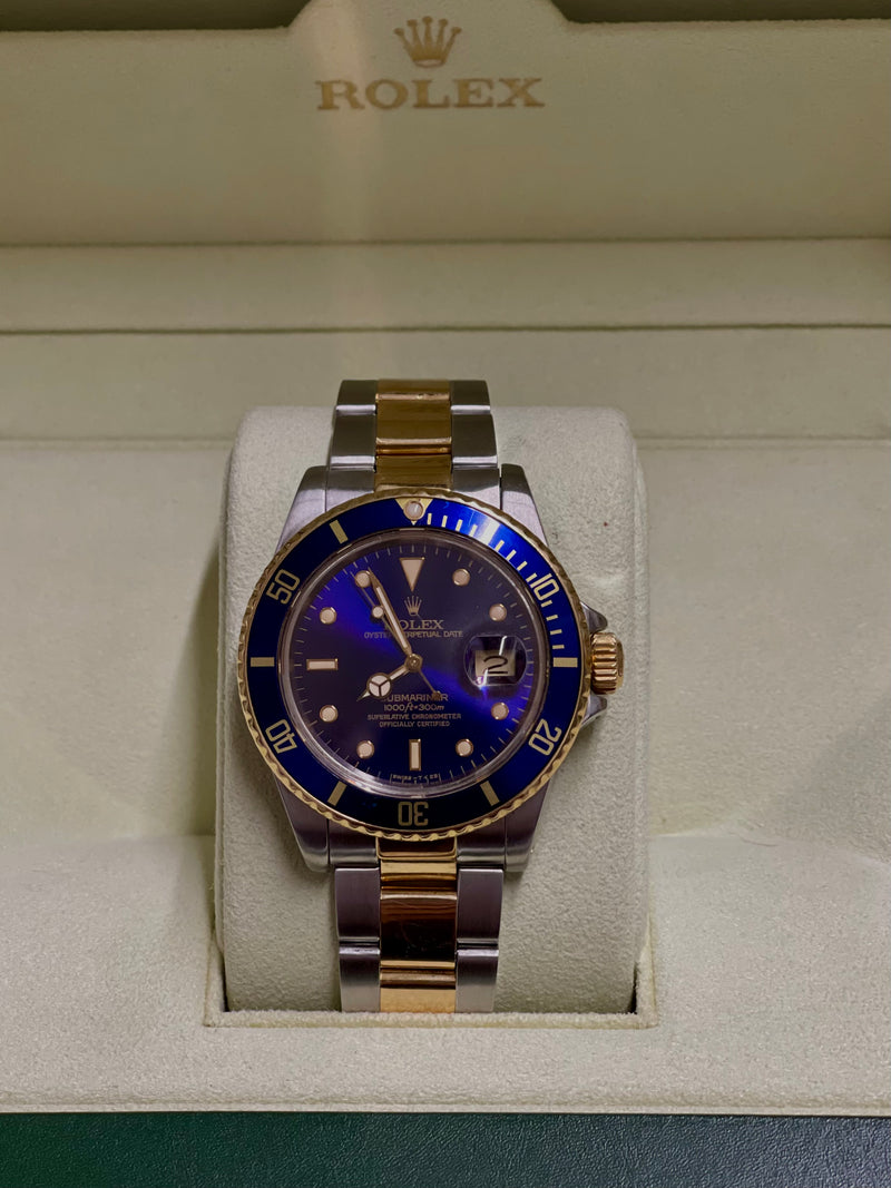Rolex Submariner 18K Gold & SS Blue Sapphire Men's Wrist Watch - $40K APR w/ COA APR57
