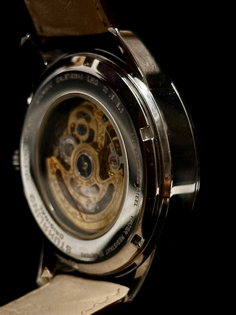 STUHRLING Stainless Steel Wristwatch with Rare Skeleton Front & Back - $3K APR Value w/ CoA! APR57