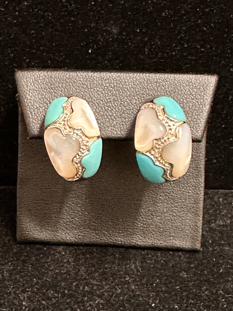 Designer WG Earrings with Diamonds, Turquoise & Mother of Pearl - $6K APR w/CoA! APR57