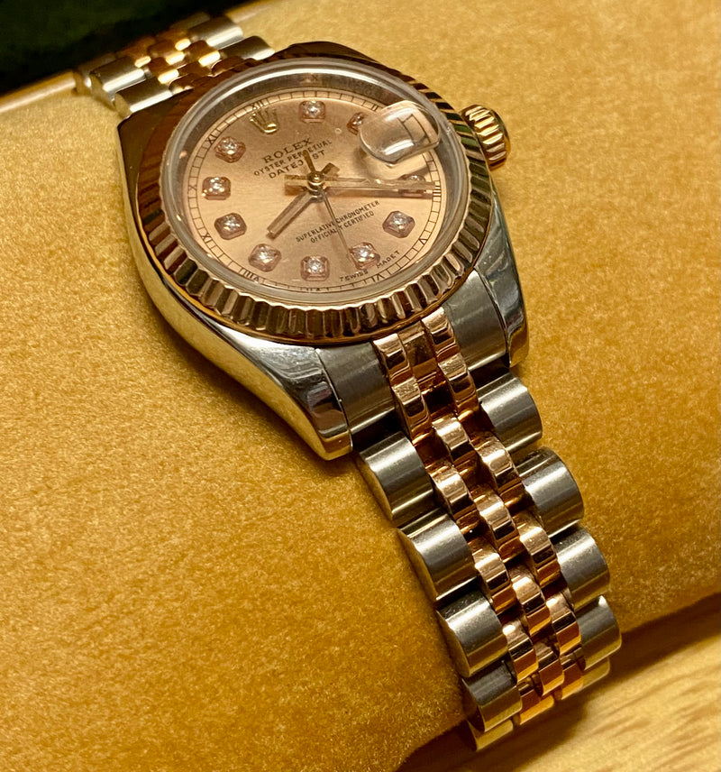 ROLEX Ladies DateJust Steel/18K RS With 10 Diamonds Wristwatch- $30K APR w/ COA! APR57