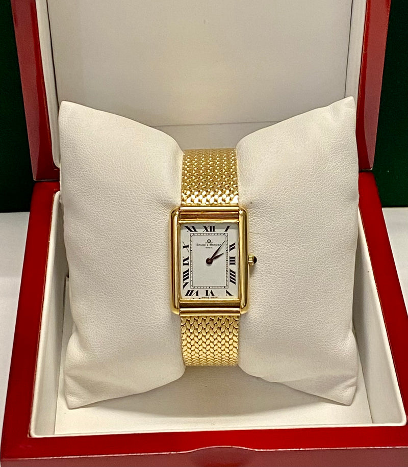 BAUME & MERCIER Men's 18K YG Cartier Tank Style Wristwatch - $30K APR w/ COA!!!! APR57