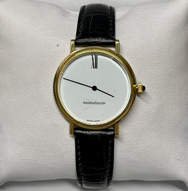 JAEGER LECOULTRE 18K Yellow Gold Mechanical Dress Watch w/ Special Porcelain Style Dial - $20K Appraisal Value! ✓ APR 57