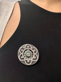 Elegant Antique Diamonds and Emeralds Filigree Pendant Necklace - $60K APR w/CoA APR57